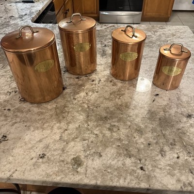 De La Cuisine Copper Canister Set of 4 Nesting Kitchen Storage French Farmhouse