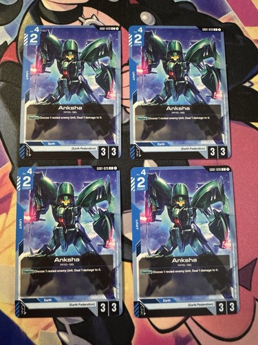 Gundam Gioco di Carte Anksha GD01-020 C Playset di 4 Newtype Rising 