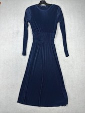 Zara Women’s Long Sleeve Crinkle Stretchy Dress Blue Size Medium