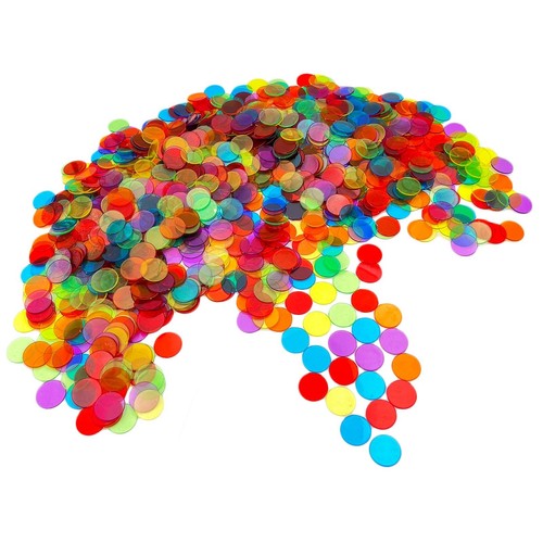 JUNWRROW 1000 Pieces 3/4 inch Transparent 6 Color Bingo Counting Chips with B... - Picture 4 of 5
