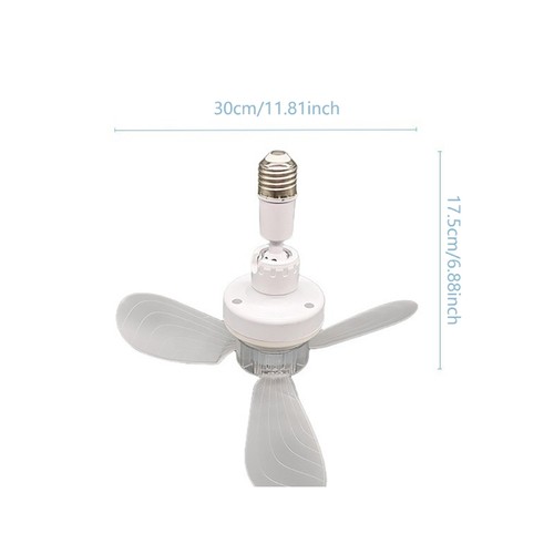 18W E27 Socket Ceiling Fan Quiet Cooling Adjustable Angle for Bedroom Kitchen - Picture 8 of 8