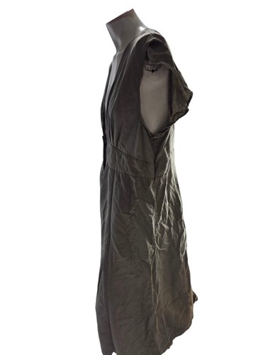 Vestido para mujer Quince extra grande Tencel vintage lavado color verde camisa con botones - Imagen 5 de 10