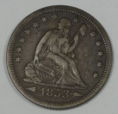 1853-O Liberty Seated Quarter with Arrows & Rays VERY FINE Silver 25c