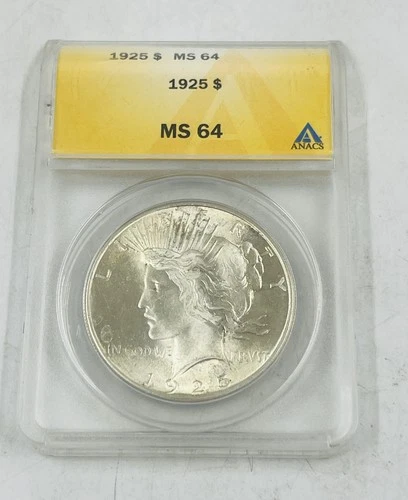 1925 Peace Silver Dollar Coin ANACS MS64