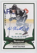 2021-22 Parkhurst Emerald Ice Achievement Autos /5 Wyatt Kalynuk Rookie Auto RC