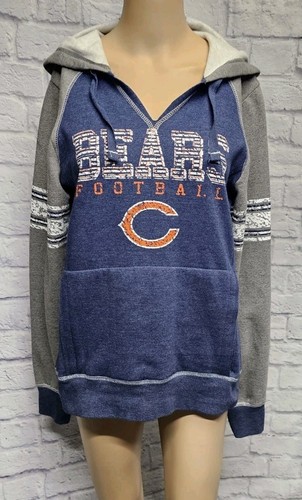 NUOVA FELPA CON CAPPUCCIO NFL DONNA CHICAGO BEARS BLU GRIGIO INVECCHIATO PILE - Foto 3 di 18