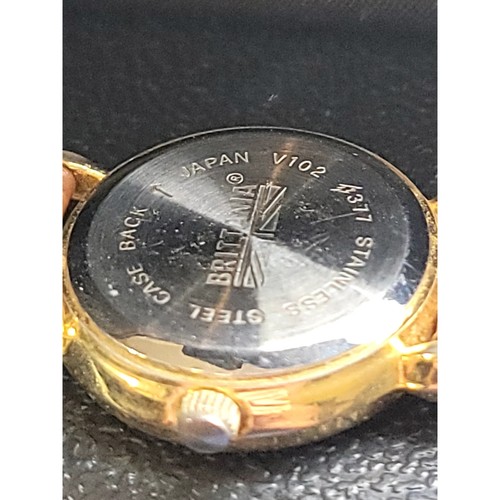 Orologio Donna Vintage Britannia Quarzo - Cassa Classica Tono Oro Numeri Romani - Foto 7 di 8