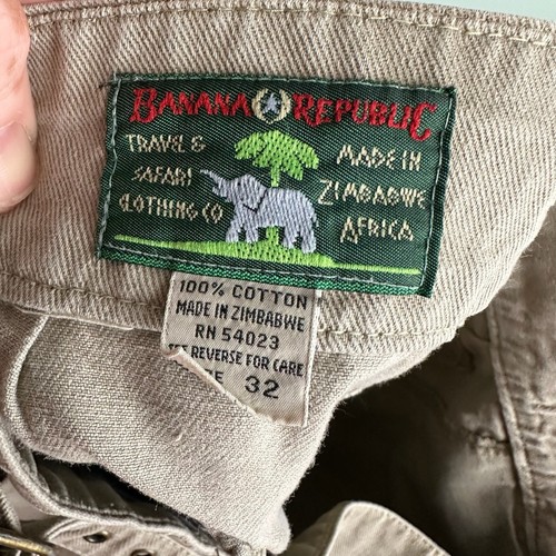 VINTAGE Banana Republic Shorts Herren 32 beige Gurkha Safari Button Fly 80er Gürtel - Bild 11 von 12