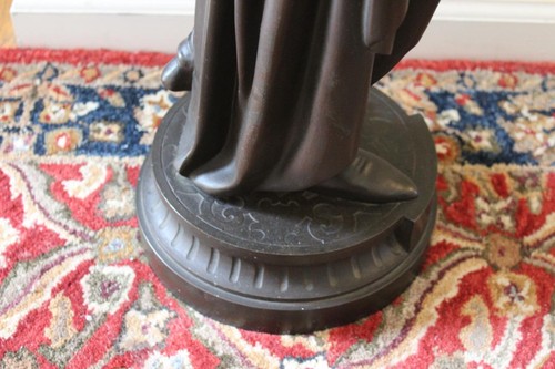 Antique French Bronze Patina Spelter Figural Sculpture of Dante 31.5" - Bild 16 von 24