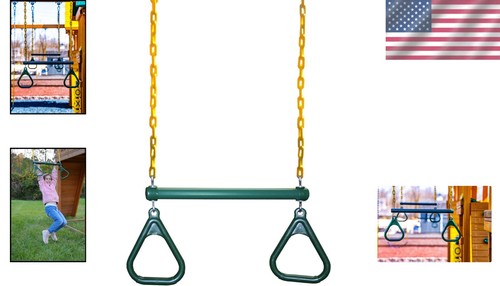 Complete Trapeze Bar Combo for Kids - 20" Swing Bar & Safety Rings Included - Picture 2 of 8