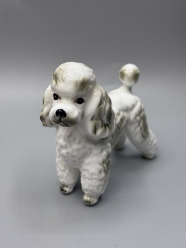 Vintage 1950s Lefton Ceramic Poodle White Gray 3.25” Dog Puppy - Picture 5 of 10