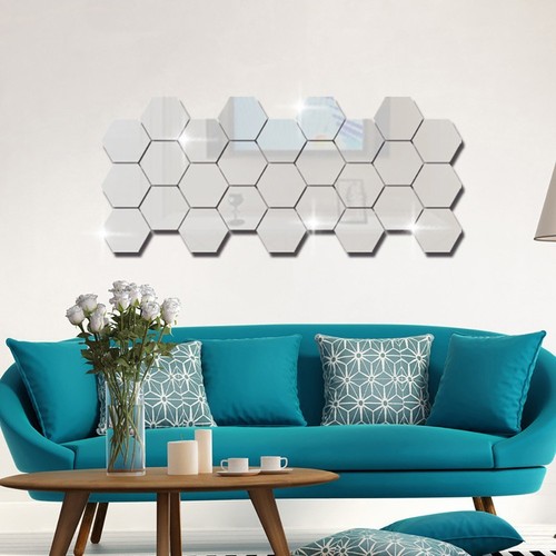 Wall Stickers Plastic 46*40*23mm 3D Hexagon Wall Sticker Art Tile Decal - Picture 8 of 12