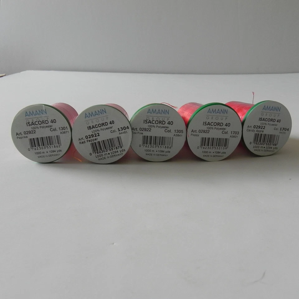Amann Isacord 40 100% Polyester Lot of 5 Red Shades 1000M - Image 2 of 4