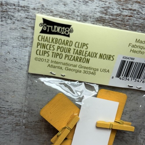2012 Studio18 Laser Cut Wooden Chalkboard Clips 6 Counts Black Yellow New - Picture 11 of 17