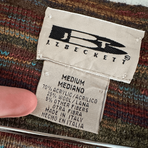 J. T. Beckett Men’s Brown Sweater Vest Size Medium Wool Blend Graphic Vintage - Picture 5 of 8