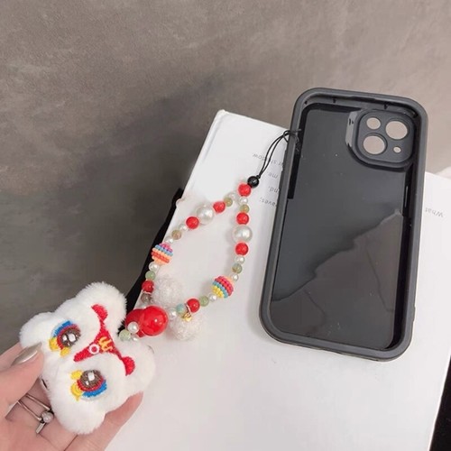 Handmade Beads Keychain Lanyard String Fashionable Furry Lions Pendant for Phone - Zdjęcie 7 z 8