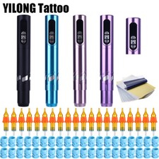 Slim Strong Motor Tattoo Machine Wireless Make Up Pen 2 Batteries Kit 600mAh