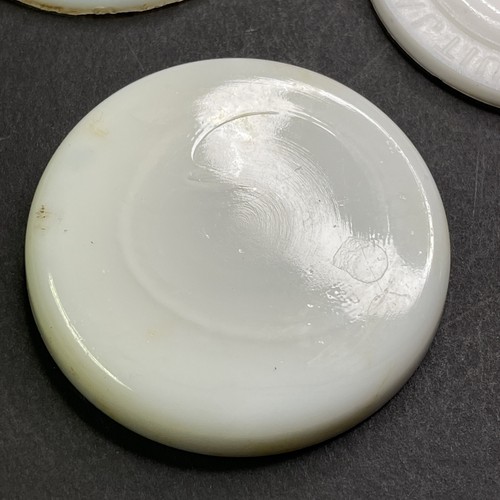 Lot of 8 Antique c1890-1910s Solid Milk Glass Mason Jar Lids Various Lid Sizes - Picture 7 of 11