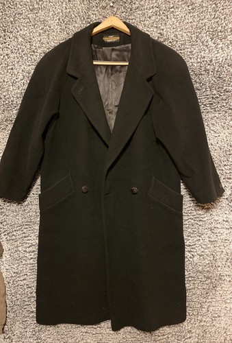 Vtg 1990s Womens Black London Fog 100% Wool Overcoat Union Sz 12p - Picture 2 of 15