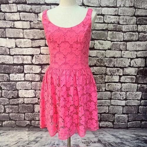 Lilly Pulitzer Pink Lace Sleeveless Dress Size 10 100% Cotton