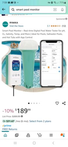 Smart Pool Monitor – Real-time Digital Pool Water Tester for pH, CL, Salinity,