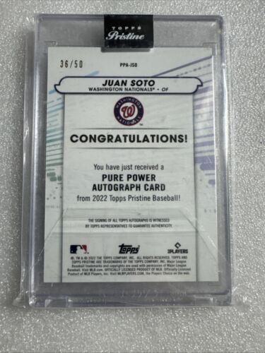 2022 Topps Pristine Pure Power-Auto-Gold Refractor•Juan Soto-OF-Nationals-36/50 - Picture 10 of 10