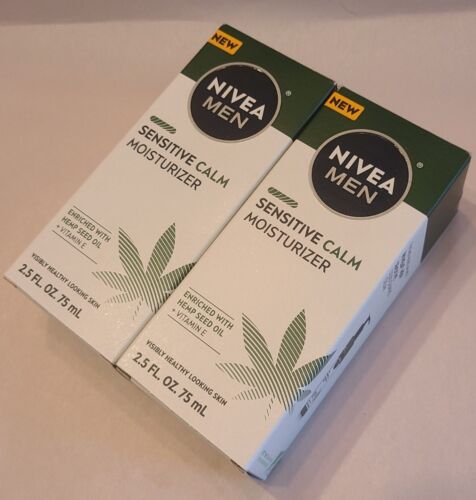 2 Pack NIVEA MEN Sensitive Calm Moisturizer with Hemp Seed Oil & Vitamin E NEW - Afbeelding 1 van 6