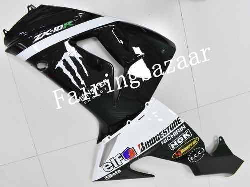 Kit de carenado de carrocería de molde por inyección ABS blanco negro adecuado para ZX10R 2006 blanco negro - Imagen 4 de 7