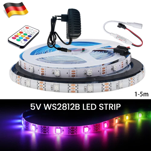 1-5m WS2812B LED Stripe RGB Leiste Streifen 5050 Band Lichterkette Adressierbar