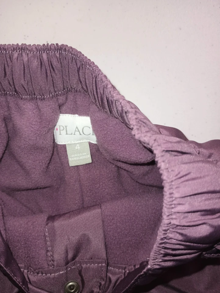 The Children's Place 女孩抓绒衬里雪地滑雪裤紫色弹性尺寸 4 G002 — 第 3/4 张图片
