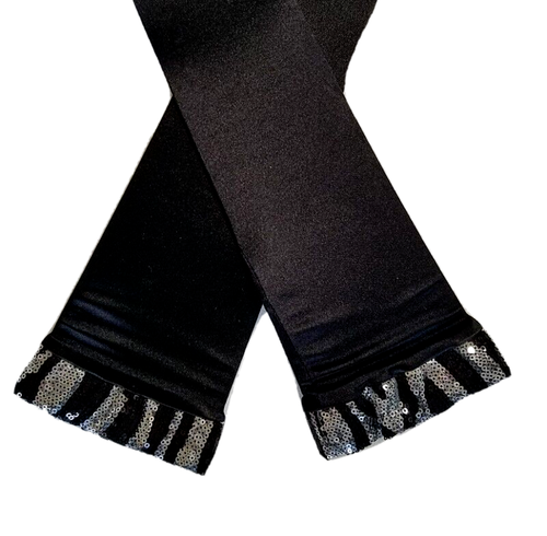 Black Gloves Adult 20" Sequin Trim Dance Costume Jazz Tap Cosplay Showcase New - Picture 3 of 8
