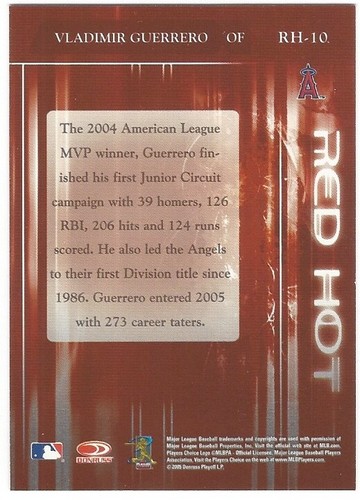 Vladimir Guerrero 2005 Zenith Red Hot Card# 10 - Picture 2 of 4