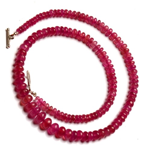 Collar de 17,5" con gemas de zafiro rosa natural de tamaño de 5 a 8 mm de cuentas de rondelle lisas - Imagen 5 de 9