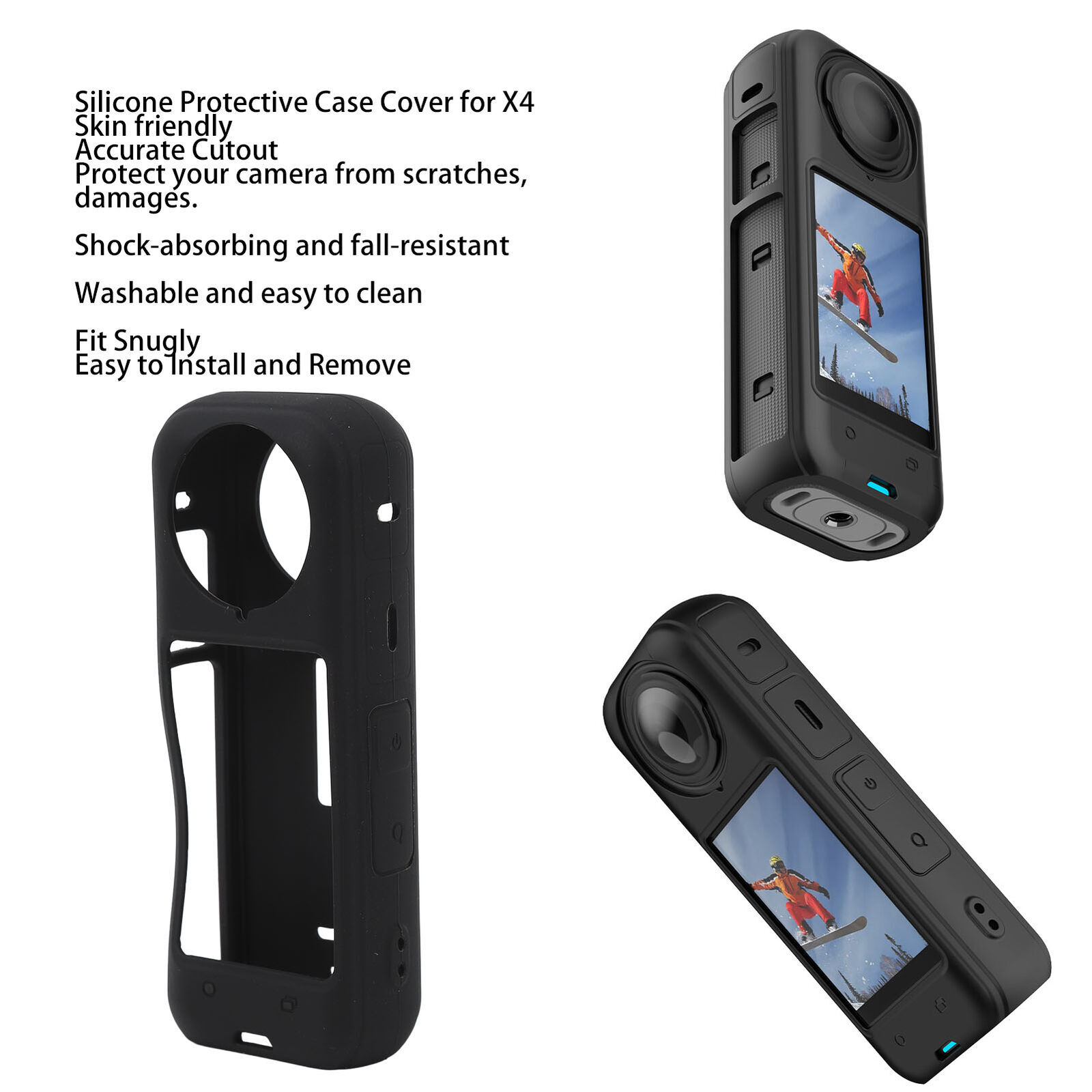 Action Camera Silicone Case Cover for X4 Dustproof Anti Scratch Soft Lightweight-image