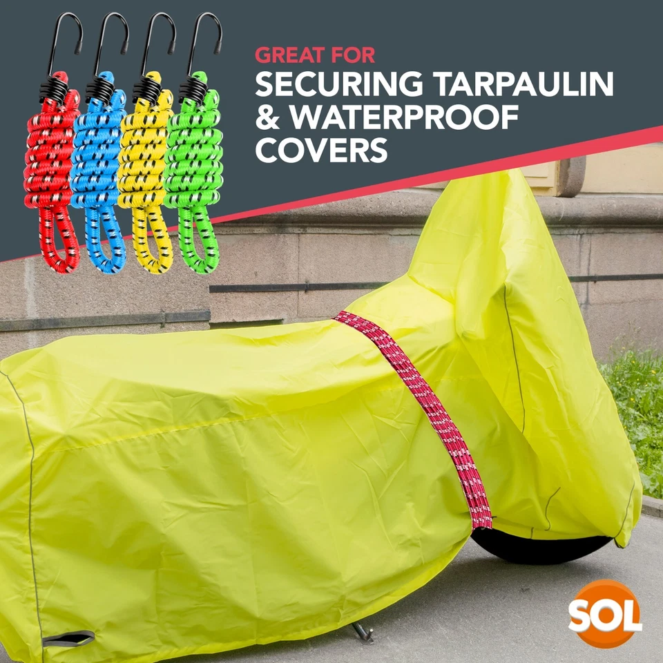 4pk Bungee Cords 75cm Long Elastic Luggage Straps Rope with Hooks Clips Car Bike - Image 4 of 4