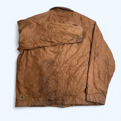 ECKO UNLTD Y2K Genuine Real Leather Heavy Jacket Size L Tan Brown Full Zip - Picture 15 of 24