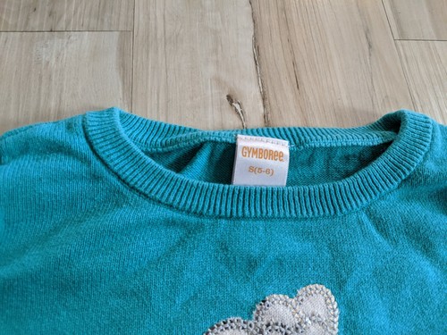 Gymboree Girl’s Sweater Teal White Seahorse Ocean Beach Pullover Size Small 5-6 - Picture 4 of 5