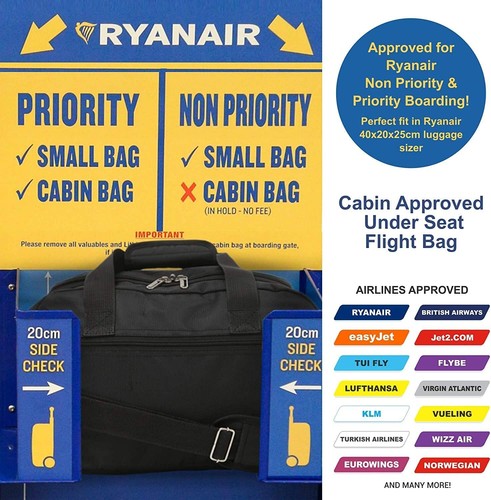 Ryanair Cabin Bag 40x25x20 Maximum Size Carry on Hand Luggage Underseat Holdall - Picture 58 of 107