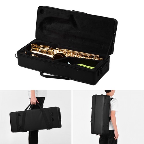 Eb Alto Saxophone Brass Gold Lacquer Alto Sax Wind Instrument w/ Carry Case Y0O0 - Picture 7 of 9