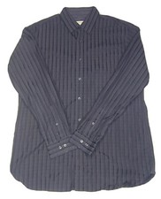 Pronto Uomo Black Striped Dress Shirt Casual Wear Sz XL 100 Cotton B80