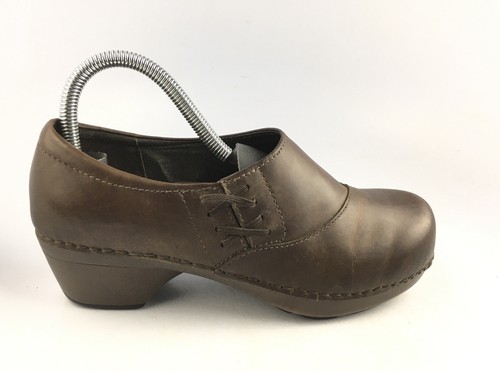 DANSKO Stacie 9837787800 EUR 37 US 6.5/ 7 Brown Leather Slip On Clogs Shoes
