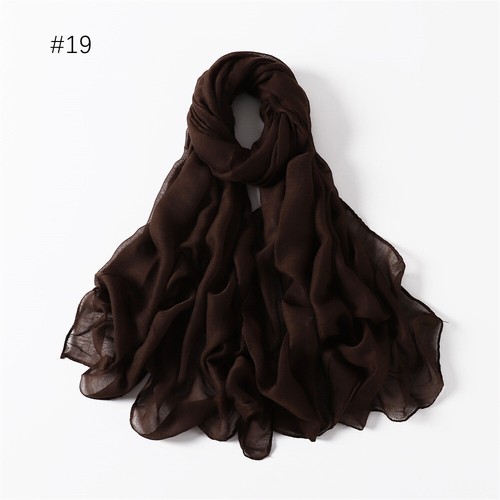 Bufandas viscosa para mujer de colores sólidos y envolturas pañuelo transpirable hiyab - Imagen 30 de 69