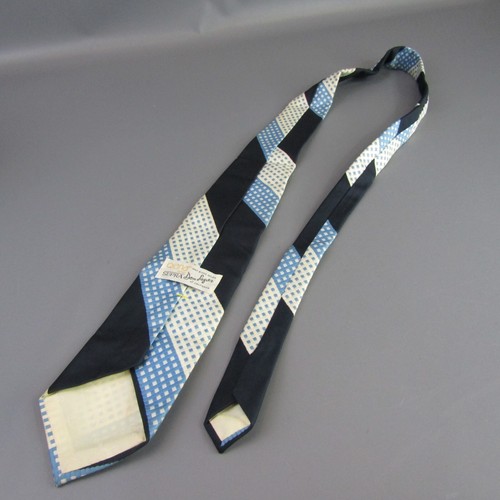 Vintage Don Loper of California Supra Tie Blue Shades Necktie Colorblock Striped - Picture 4 of 6