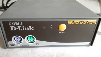 Gently Used D-Link 2-Port KVM Switch 9v Power Supply Included Version 1.1 Taiwan