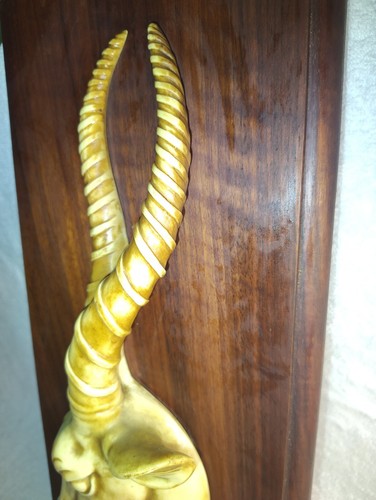 Vintage Italian Alabaster Marble African Impala Wall Plaques WORLD GIFT 1950's - Picture 7 of 10