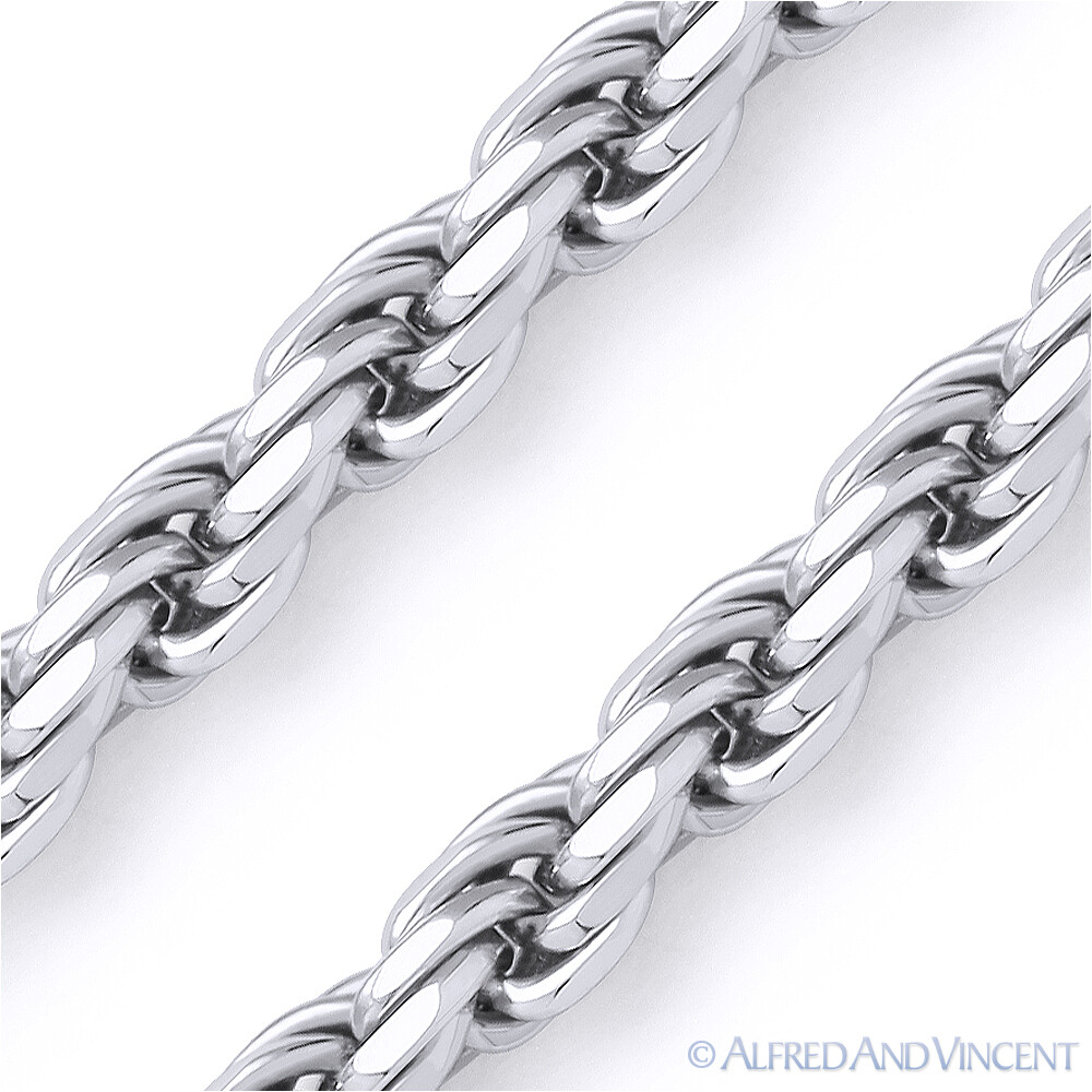 Italy 925 Sterling Silver & Rhodium 1.8mm Twist-Rope Link