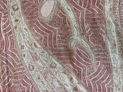 Paisley Pink Mint Green Red Long Rectangle Scarf White Fringe Table 25.50”x90” - Picture 10 of 16