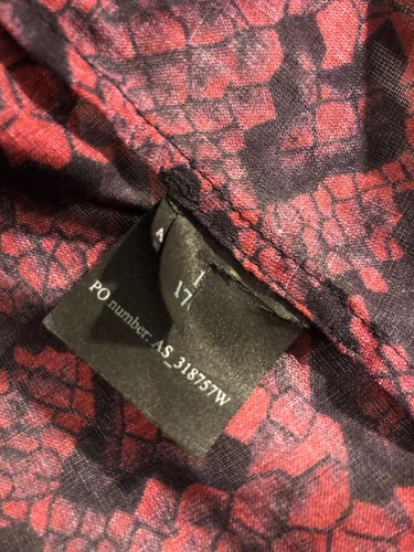 ALLSAINTS Blouse Leonie Stanza Snake Print Sheer Long Sleeve Burgundy Red Sz 14 - Picture 19 of 19