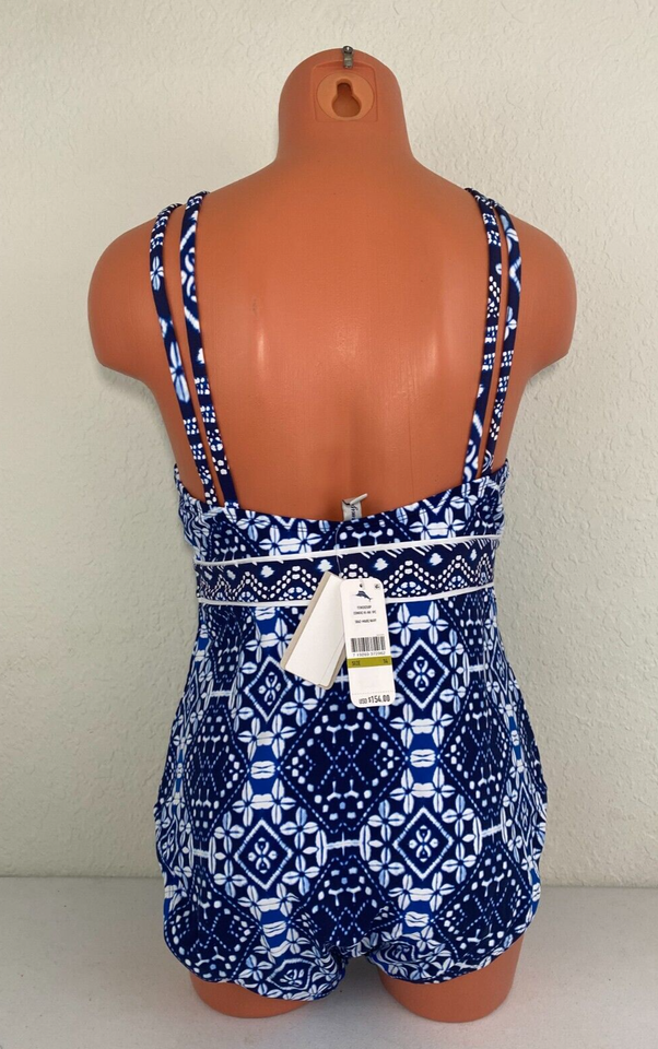 Tommy Bahama Womens Cowrie High Neck One Piece Swimsuit Navy Size 14 eBay