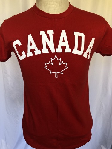 Camiseta gráfica ""CANADA"" algodón rojo, para hombre pequeña